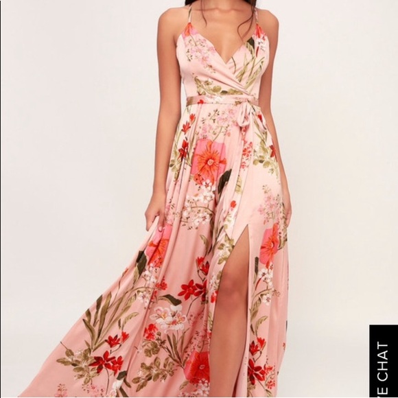 Lulu's Dresses Lulus Still The One Blush Pink Floral Maxi Dress